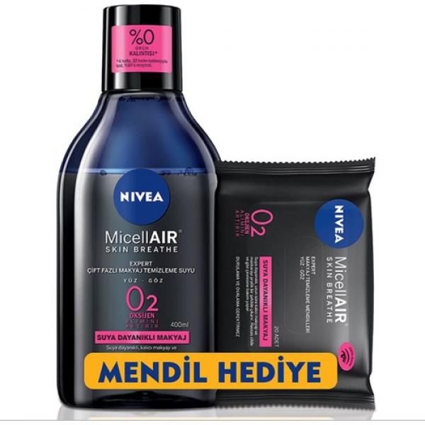 Nivea Micellair Skin Breathe Çift Bazlı Makyaj Temizleme Suyu + Mendil