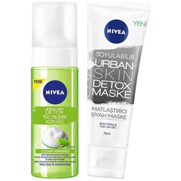 Nivea Urban Skin Detox Yüz Yıkama Köpüğü 150 Ml+Urban Detox Maske 75ML Siyah