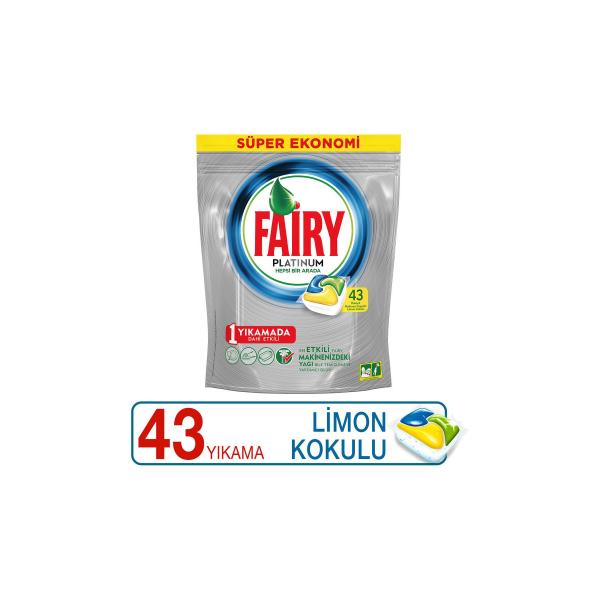 Fairy Platinum Bulaşık Makinesi Deterjanı Kapsülü Limon Kokulu 43 Yıkama