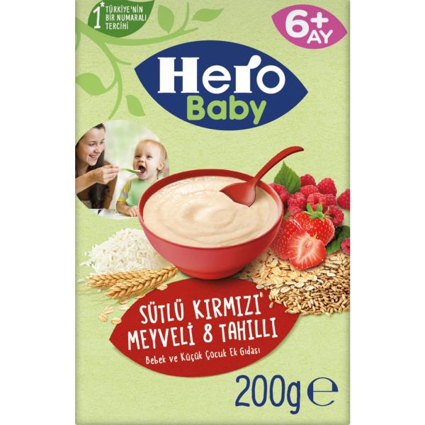 Herobaby Kırmızı Meyveli 8 Tahıllı Kaşık Maması 200 Gr