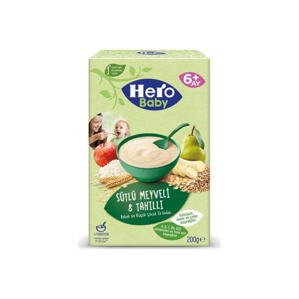 Hero Baby Sütlü Meyveli 8 Tahıllı Kaşık Maması 200 Gr