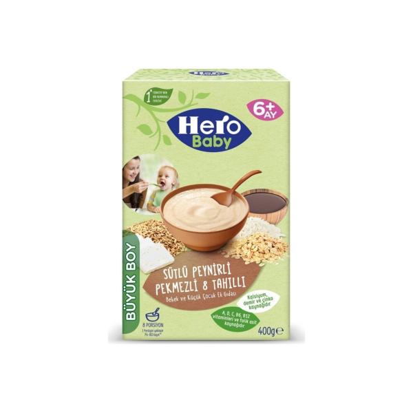 Hero Baby Sütlü Peynirli Pekmezli 8 Tahıllı Kaşık Maması 400 Gr