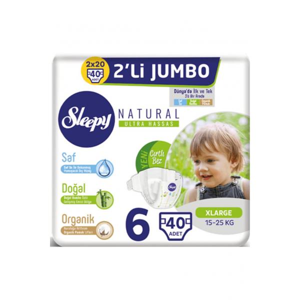 Sleepy Natural Bebek Bezi İkili Jumbo 6 Beden 40 Adet 15-25 Kg