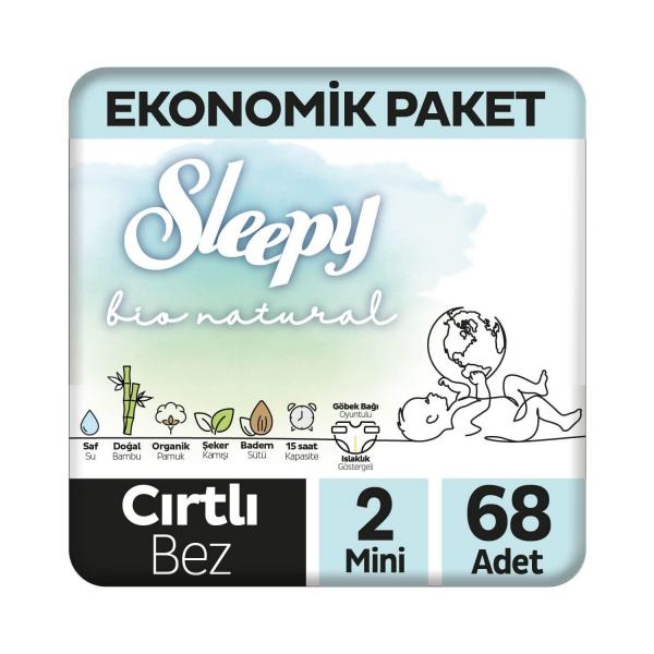 Sleepy Bebek Bezi Bio Natural 3 - 6 Kg 2 Numara Mini 68 Li Jumbo Paket