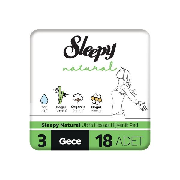Sleepy Natural Ultra Hassas Hijyenik Ped Gece 18 Adet