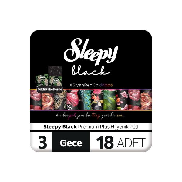 Sleepy Black Premium Plus Hijyenik Ped Gece 18 Adet
