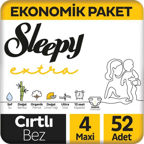 Sleepy Extra Bebek Bezi 4 Numara Maxi 52 Adet