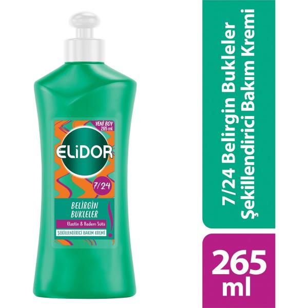 Elidor 7/24 Şekillendirici Saç Bakım Kremi Belirgin Bukleler  Badem Sütü 265 ml