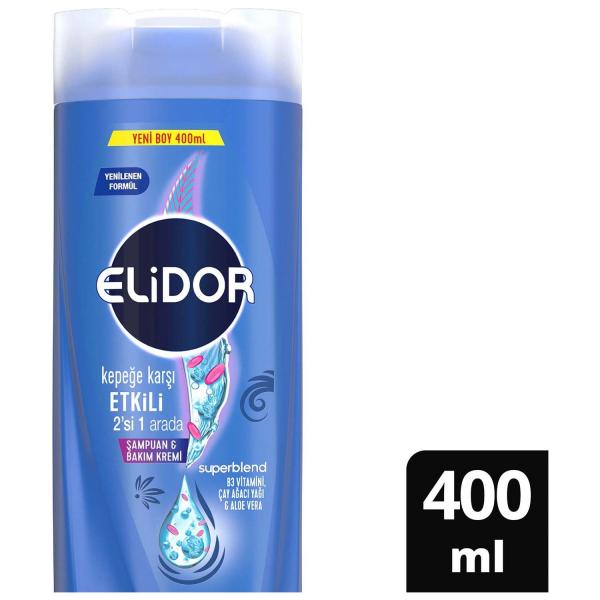 Elidor Şampuan ve Bakım Kremi Kepeğe Karşı Etkili 2 Si 1 Arada 400 Ml