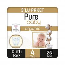 Pure Baby Organic Bebek Bezi 4 Numara Maxi 7-16 Kg 26 Adet