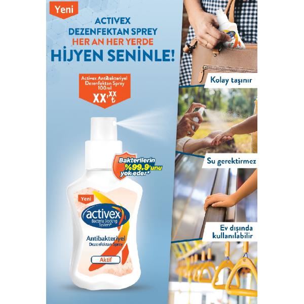 Activex Antibakteriyel Dezenfektan Sprey 100 Ml