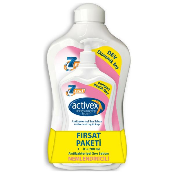 Activex Antibakteriyel Sıvı Sabun 1 Lt + 700 Ml Nemlendiricili