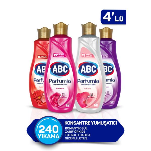 ABC Parfumia Tutkulu Dahlia + Zarif Orkide + Gizemli Lotus + Romantik Gül Konsantre Yumuşatıcı 1440 