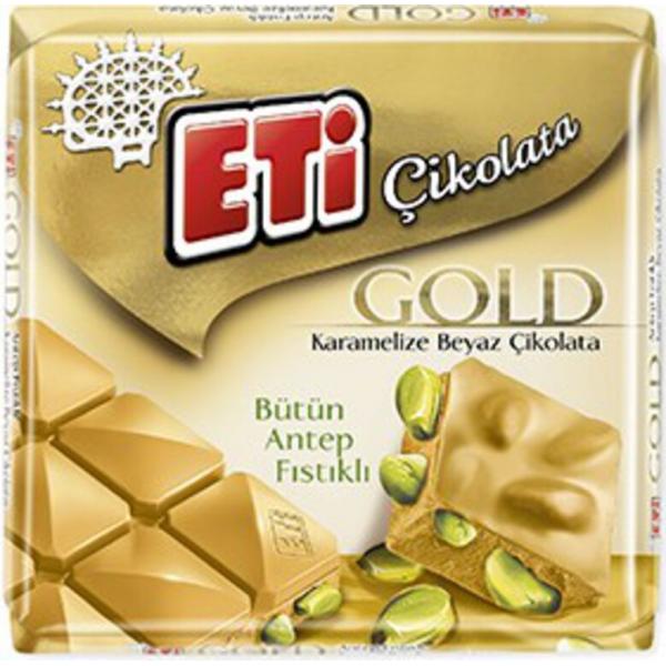 Eti Çikolata Gold Antep Fıstıklı Beyaz Çikolata 60 Gr