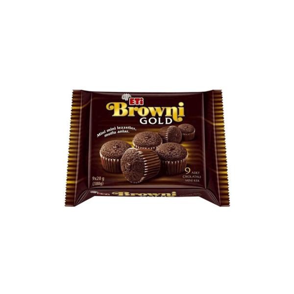 Eti Brownie Gold Kakao Soslu Çikolatalı Kek 9Lu 180 Gr