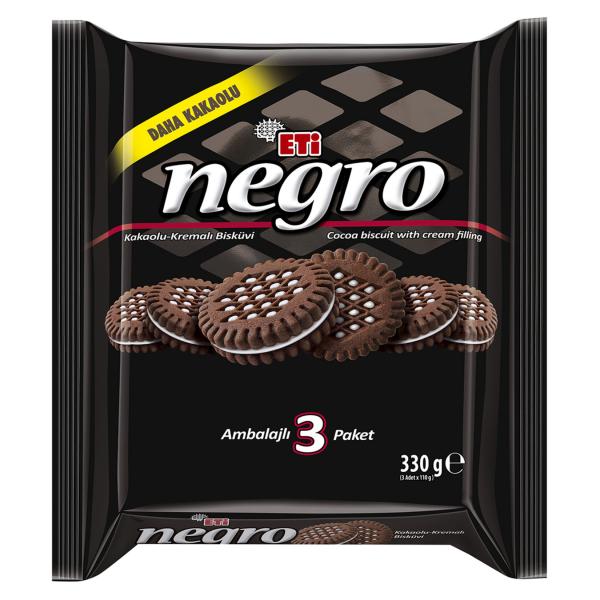 Eti Negro Kakaolu Kremalı Bisküvi 3 Lü 330 Gr