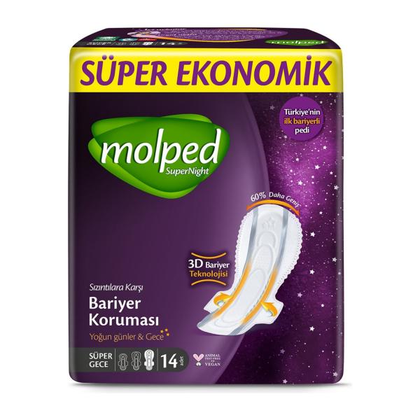 Molped Super Night - Süper Gece Hijyenik Ped 14 lü Süper Uzun