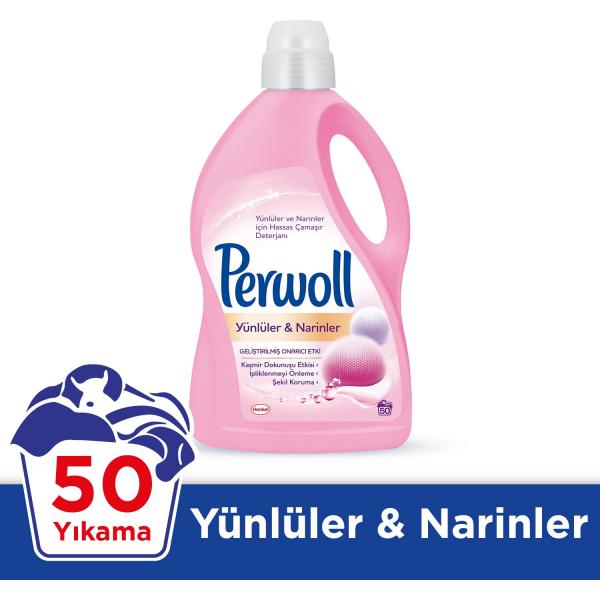 Perwoll Yünlüler ve Narinler için Hassas Sıvı Çamaşır Deterjanı 3 Lt 50 Yıkama