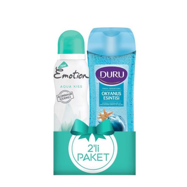 Emotion Deo Aqua Kiss 150ml + Duru Duş Jeli Okyanus Esintisi 250ml