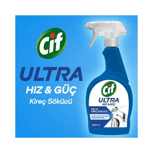 Cif Ultra Hız Güç Kireç Sökücü Sprey Leke ve Kir Çıkarıcı 1000 Ml