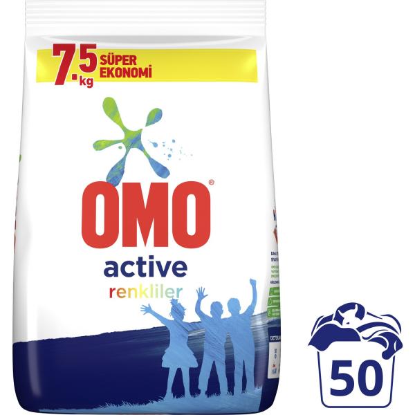 Omo Matik Toz Çamaşır Deterjanı Active Fresh Renkliler İçin 7.5 KG 50 Yıkama