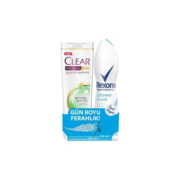 Rexona Shower Fresh Deodorant 150 Ml+Clear Bitkisel Sentez 180 Ml