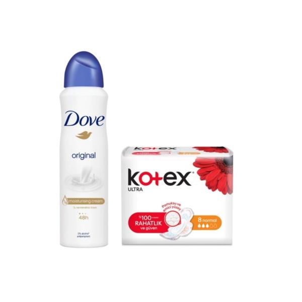 Dove Deodorant Orginal 150 Ml+Kotex Normal 8 Li