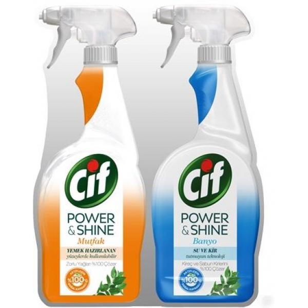 Cif Sprey Power Shıne Mutfak 750 Ml+Banyo 750 Ml
