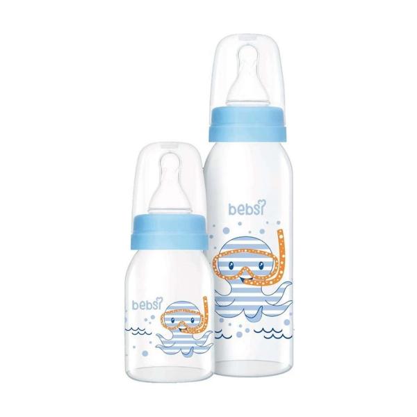 Bebsi 2 Li Cam Biberon Seti Erkek (Mavi) 250 Ml+125 Ml