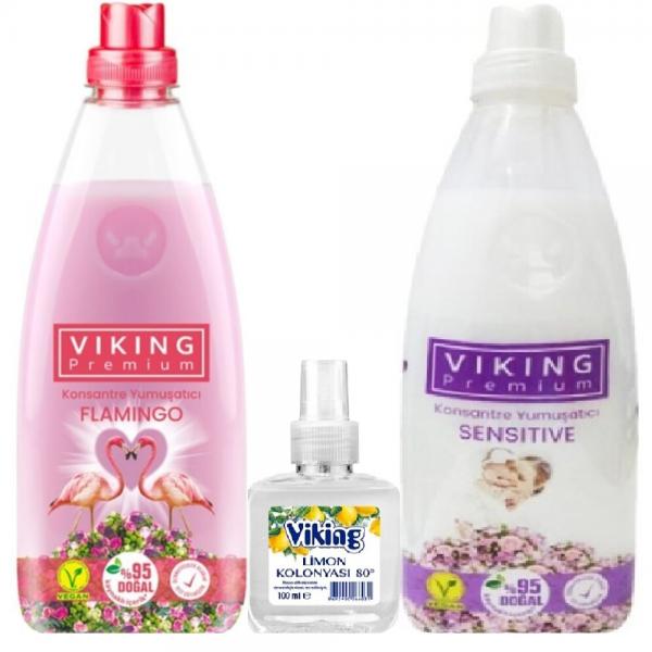 Viking Premıum Çamaşır Yumuşatıcı Flamingo + Sensıtıve 1200 Ml Kolonya 100 ML