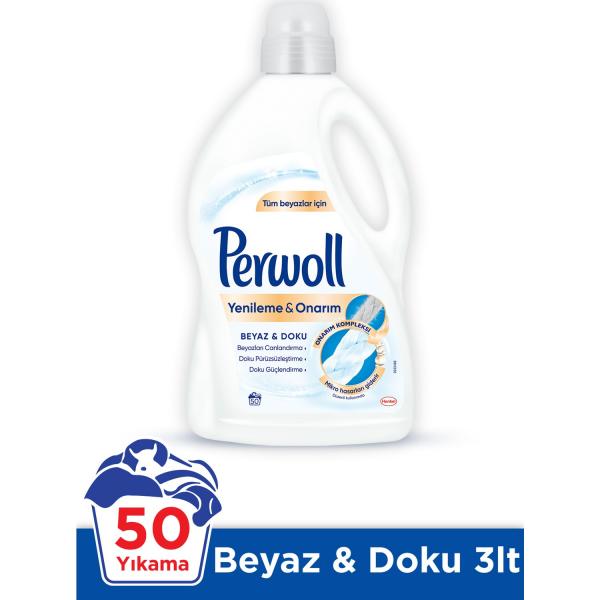 Perwoll Beyazlar için Hassas Sıvı Çamaşır Deterjanı 3 Lt 50 Yıkama